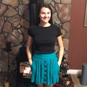 Simple teal button down skirt